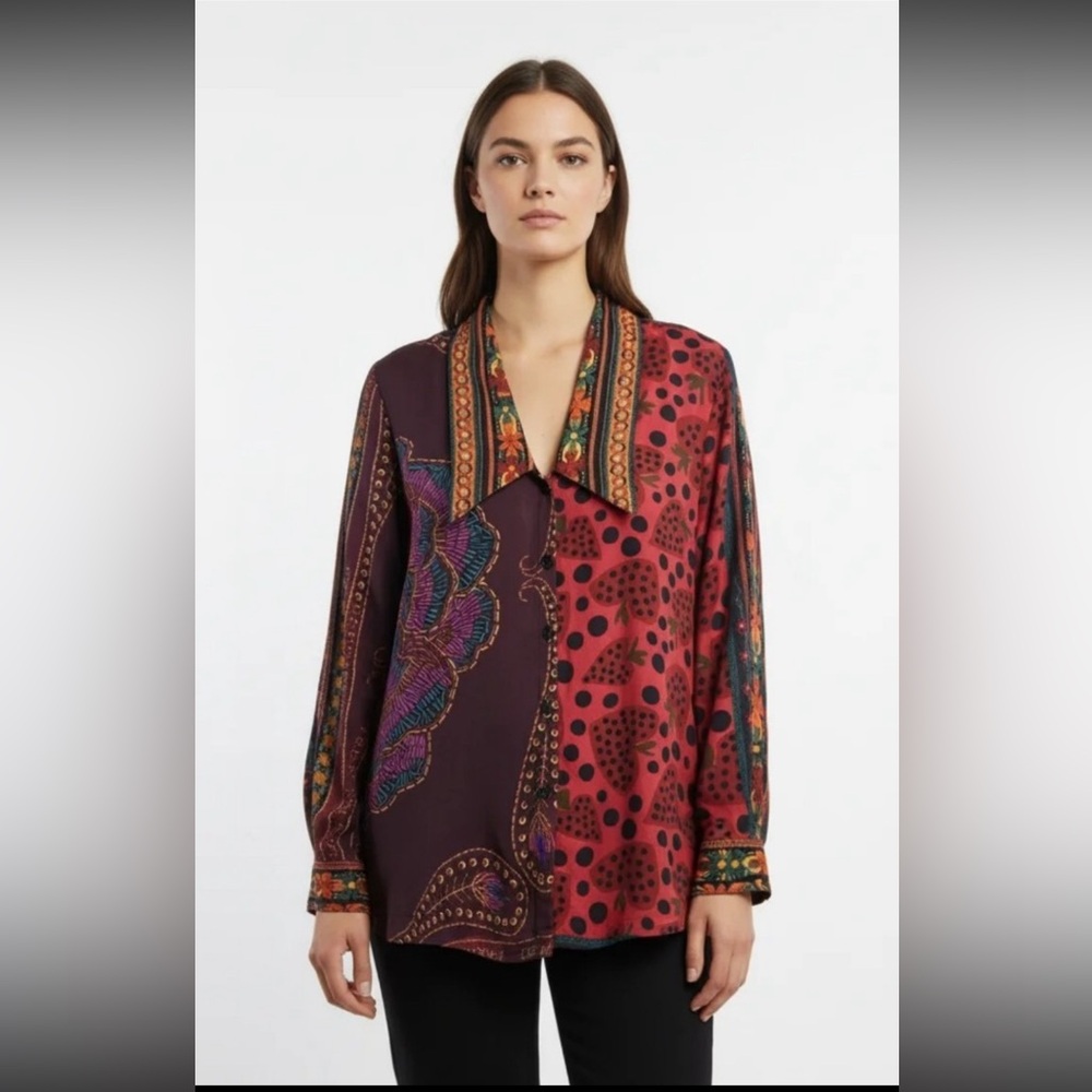 Farm Rio button-down heartberry shirt blouse size XL - Picture 3 of 10